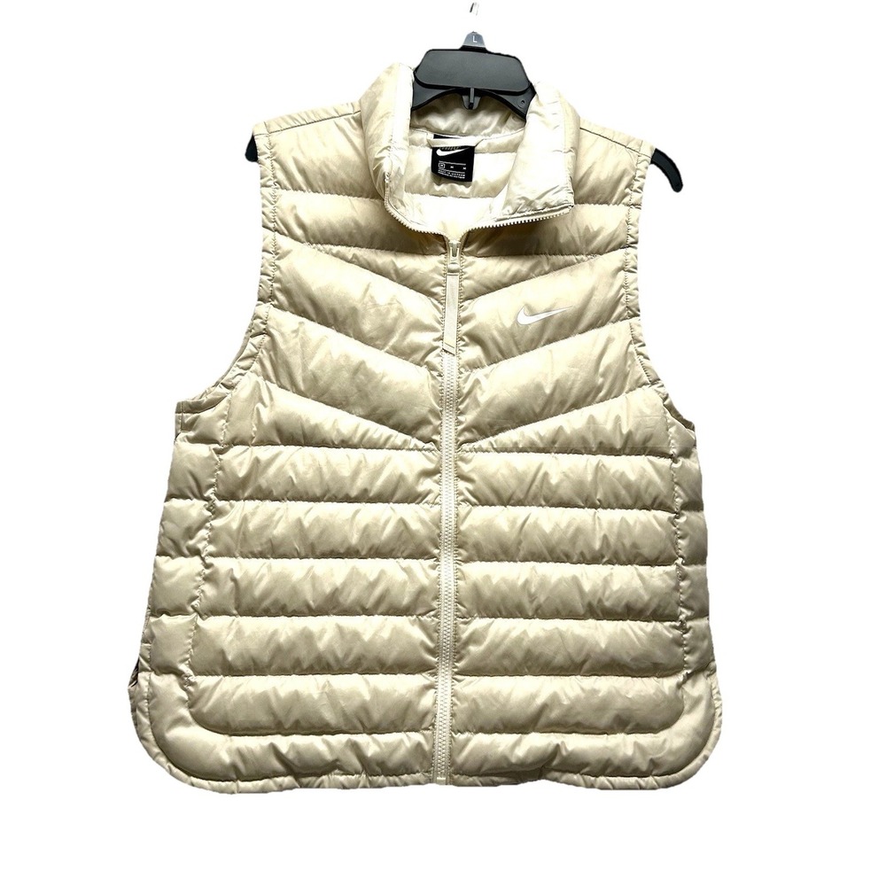Nike Women's Down Filed Medium Cream Colored Full Zip Vest (E1)